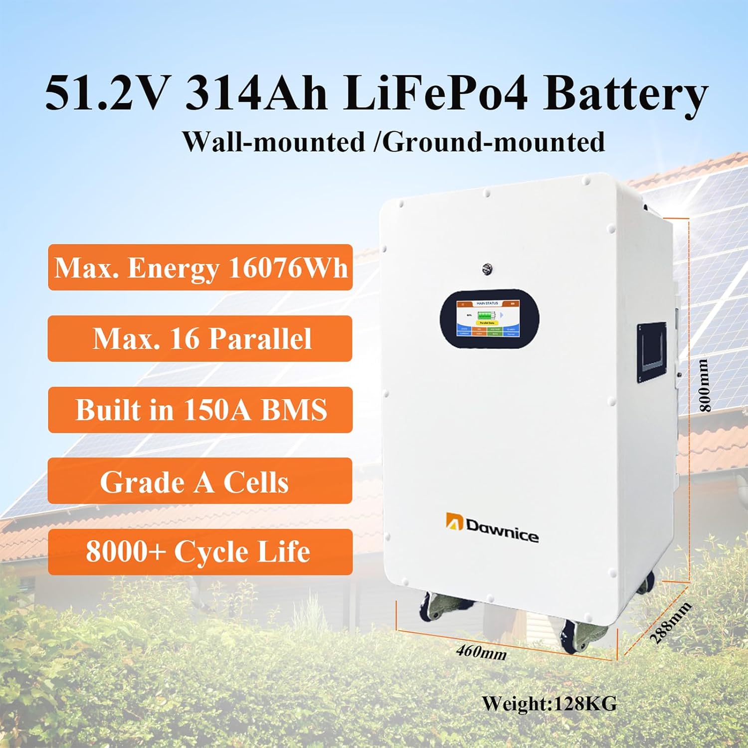 22000W Hybrid Solar System Complete Kit with 3Sets 12KW Solar Hybrid Inverter,6Sets 48V 314Ah 16KWh LiFePO4 Battery 40PCS Bificial 550W Solar Panels with MPPT Controller 120/240Vac