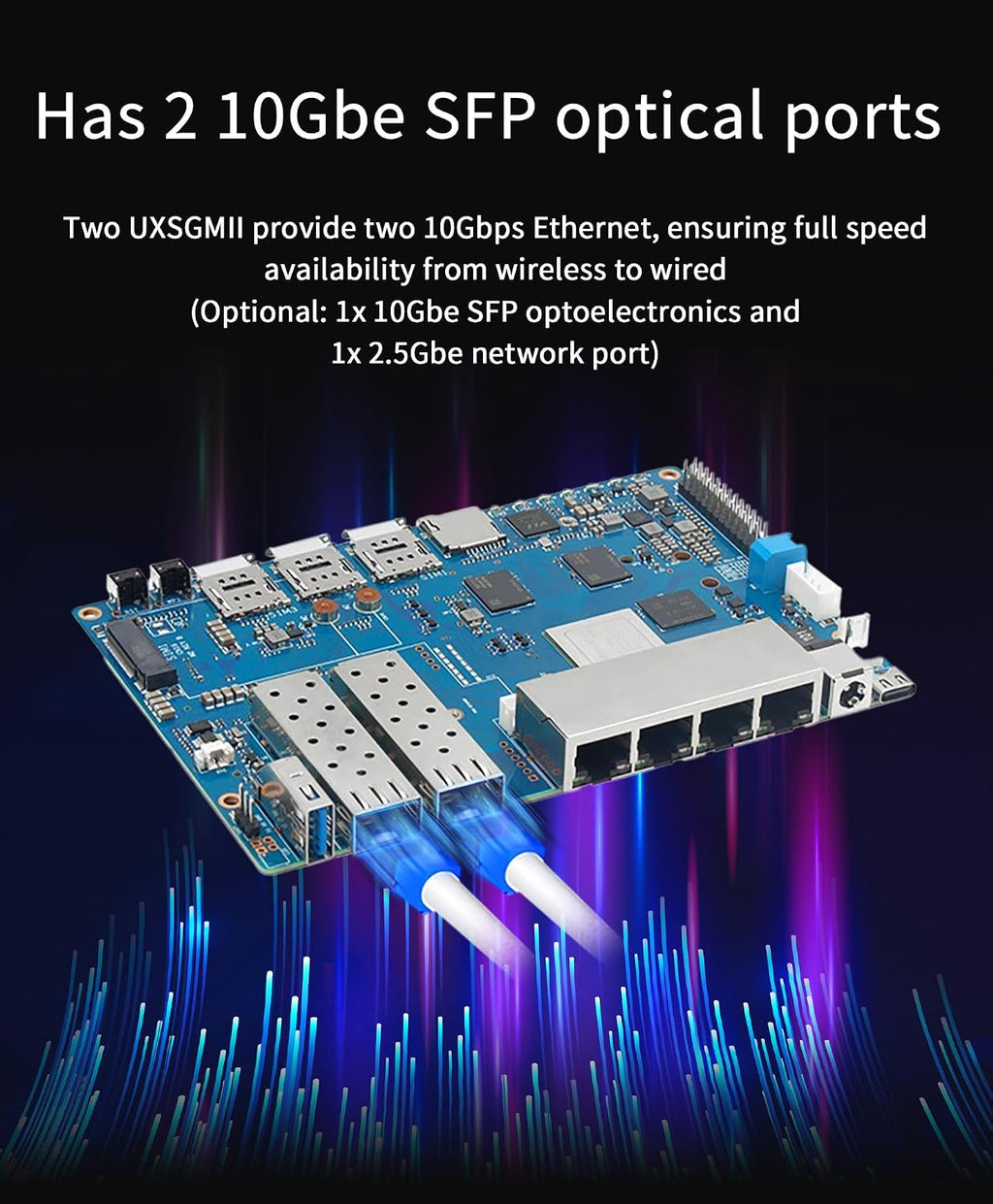 Banana Pi BPI-R4 WiFi 7 Wireless Tri-Band Router OpenWRT - DDR4 4GB/8GB RAM - MediaTek MT7988A SoC, 4G/5G Wireless Router Repeater, 2X 10GbE SFP 4X GbE for NAS Smart Home Gateway (Basic Kit, DDR4 4GB)