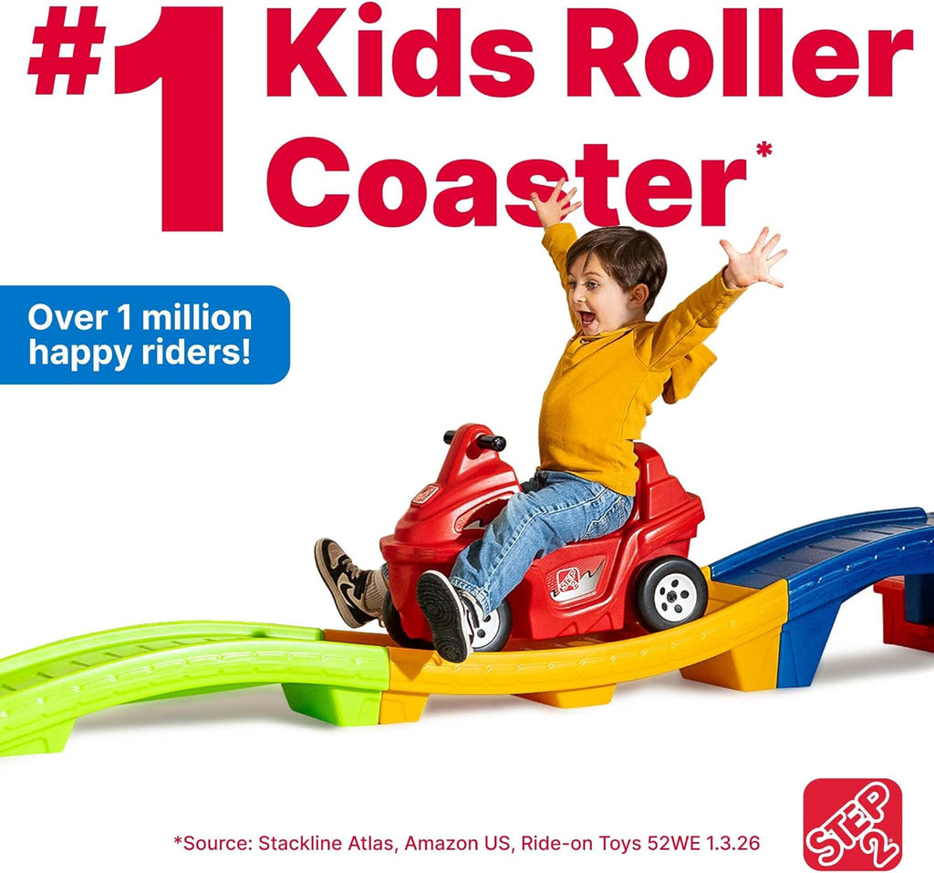 Step2 Up & Down Roller Coaster Kids Ride On Toy, Push Car, Indoor/Outdoor Playset, Made of Durable Plastic, Max Weight 50 lbs., For Toddlers 2-5 Years Old, Multicolor