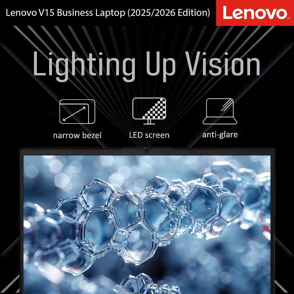 Lenovo New V15 Business Laptop 2025/2026 Edition, 15.6' FHD Display, Intel High-Performance CPU, 16GB RAM, 512GB SSD, Windows 11 with Microsoft Office, Ultra-Quiet Design, Long Battery Life, WOWPC