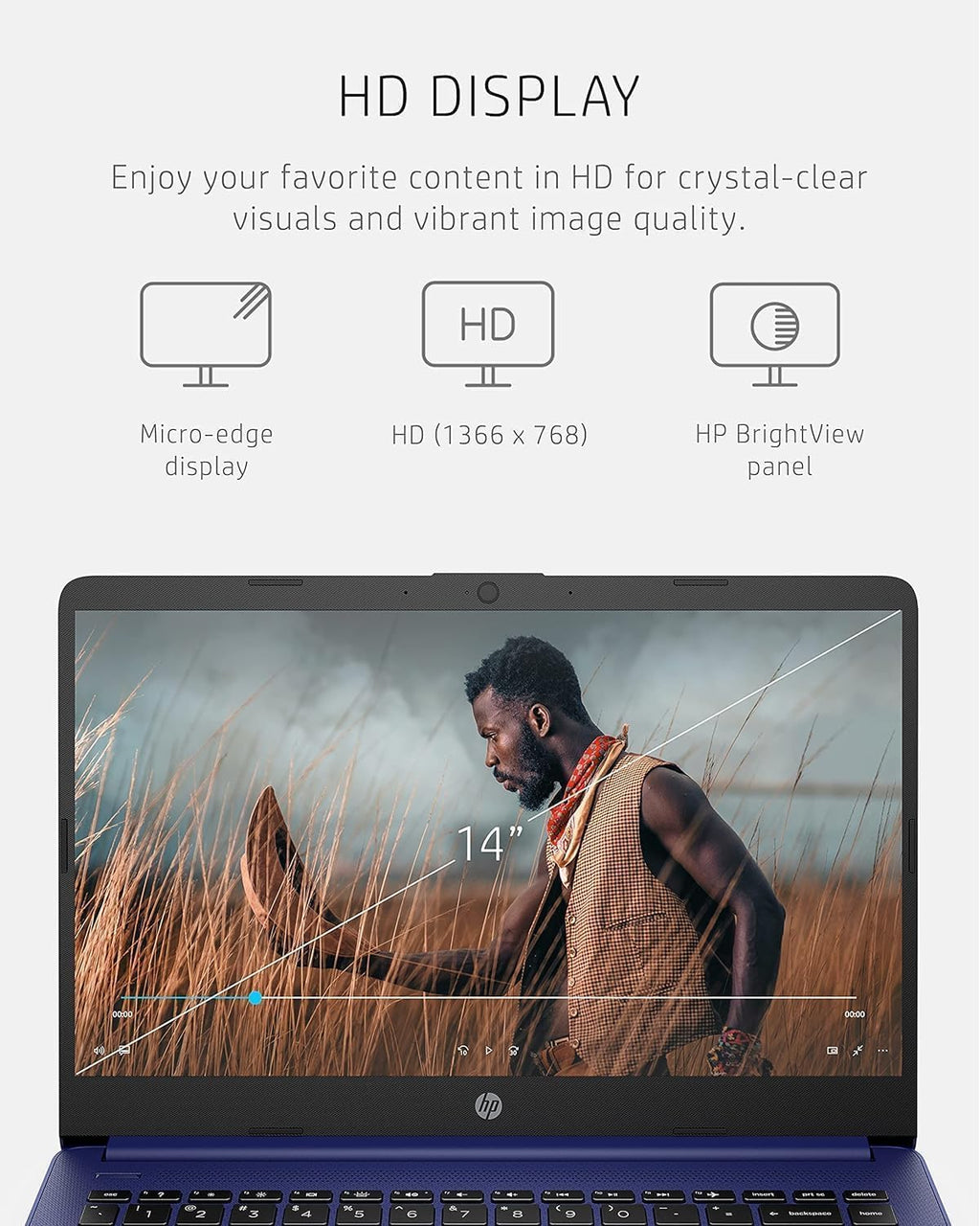 HP 14 Ultrabook • Intel 4-Core CPU • Back to School Limited Edition with Microsoft 365 • 16GB RAM • 1600GB Storage (64GB OnBoard withHP 512GB P500 Portable SSD + 1TB OneDrive) • Win11 Pro • Royal Blue