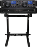 Gemini CDX-2250i Pro DJ Dual Two Deck Rack Mount CD/MP3 Media Player w/USB Bundle with Rockville RXS20 Portable Mixer Stand - Adjustable Height and Width!