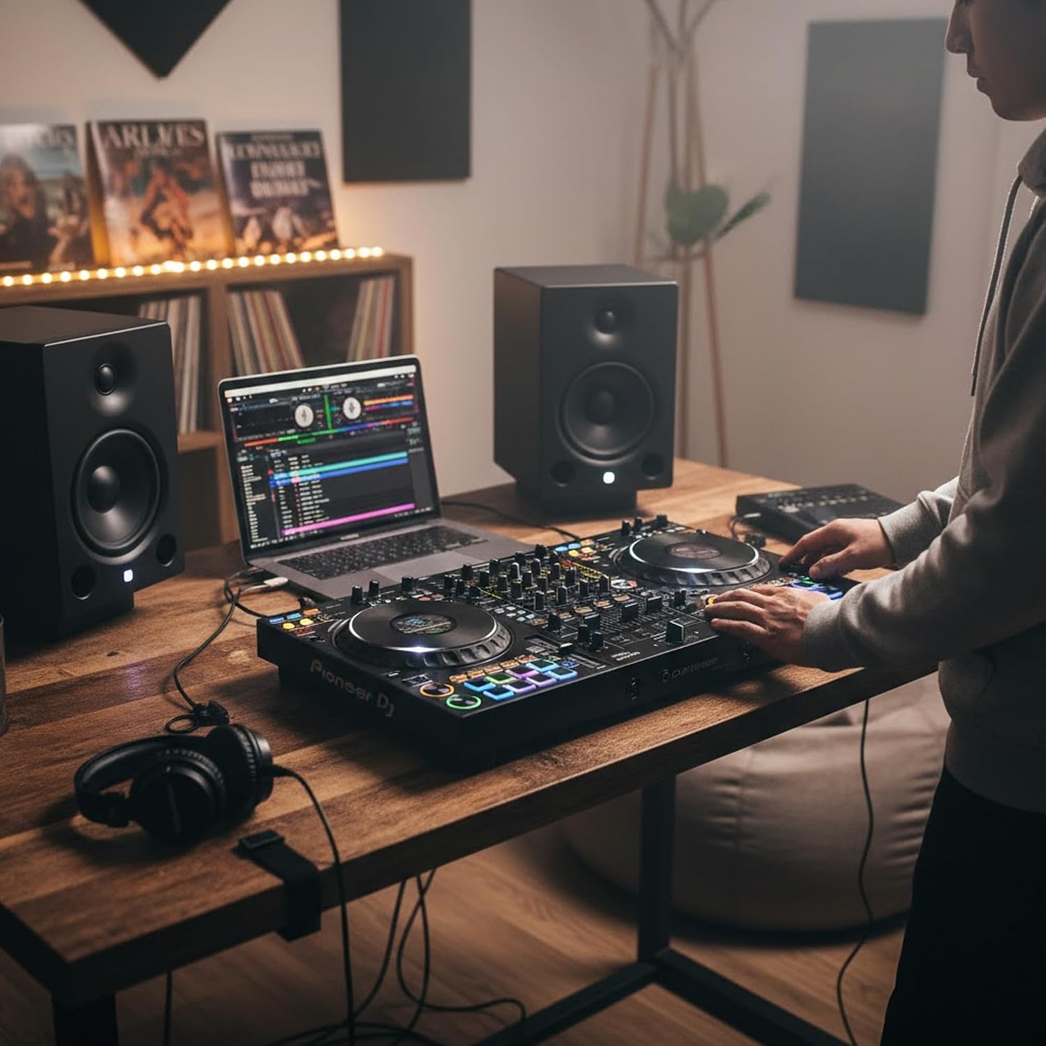 Pioneer DJ DDJ-FLX10 4-Channel Professional DJ Controller - Black Bundle with Gearlux Headphones, DMX Cable, and Austin Bazaar Polishing Cloth
