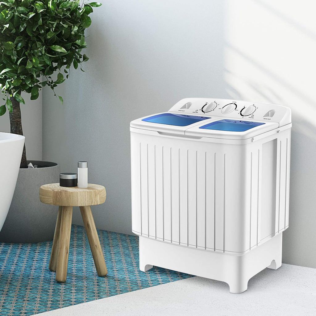 RELAX4LIFE Portable Twin Tub 20 LBS Capacity Laundry Washer & Spinner, Timer, Semi-Automatic Mini Washer and Dryer Combo for Apartment Dorm RV