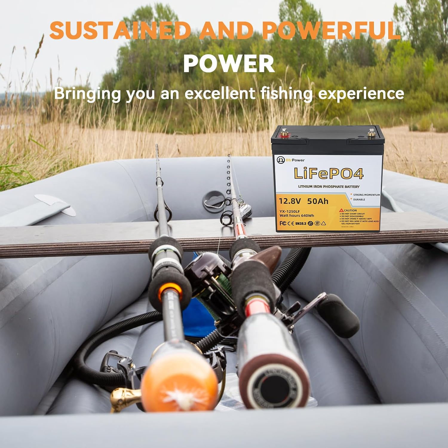 12V 50AH Lithium Battery,5000+ Deep Cycle LiFePO4 Battery with Built-in 50A BMS fit for Home Storage,Trolling Motor,RV,Off-Grid System,Solar Power System,Marine
