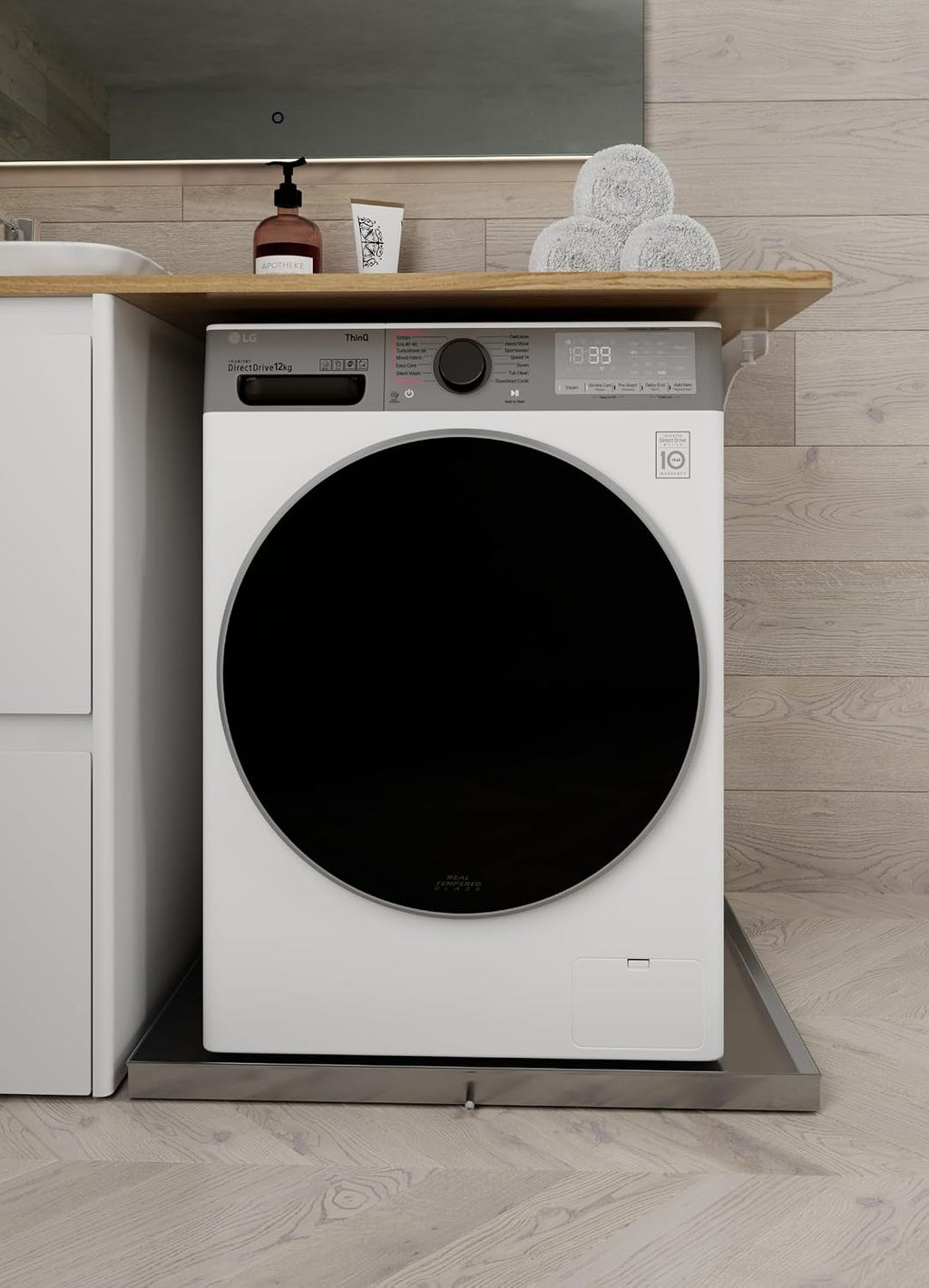 32 in. x 30 in. x 1.5 in. Washing Machine Drain Pan with Drain Hole and Hose Adapter.