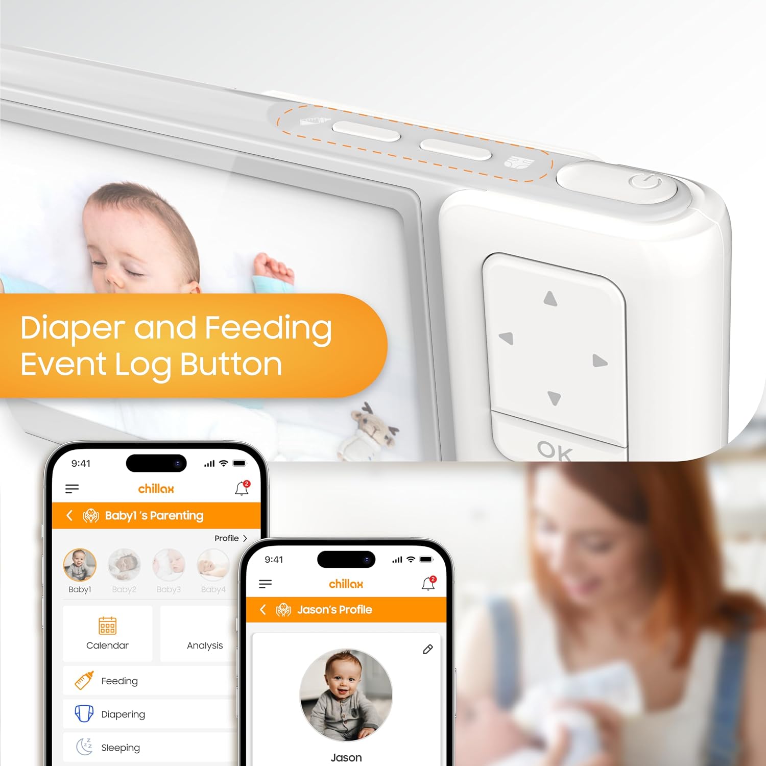 CHILLAX Giraffe Pro Portable Baby Monitor–Video Baby Monitor for Travel with Battery Base Stand,HD 1080p Camera and 5'Screen, Privacy Protection WiFi ON-Off Switch, Gooseneck Design, Night Vision