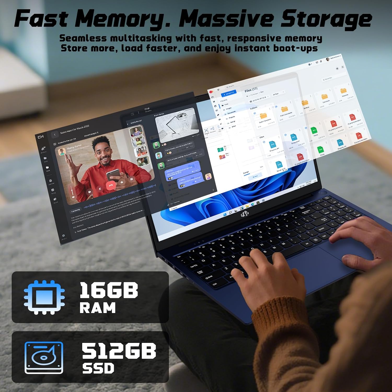17.3' FHD IPS Student-Laptop-Computer - 16GB RAM 512GB SSD Intel Pentium N100(Beat to i3-1115G4, 4 Cores Up to 3.4GHz), 65W Type-C, 2 Years Warranty, Fingerprint, Backlit Keyboard, Wi-Fi 6, BT5.2