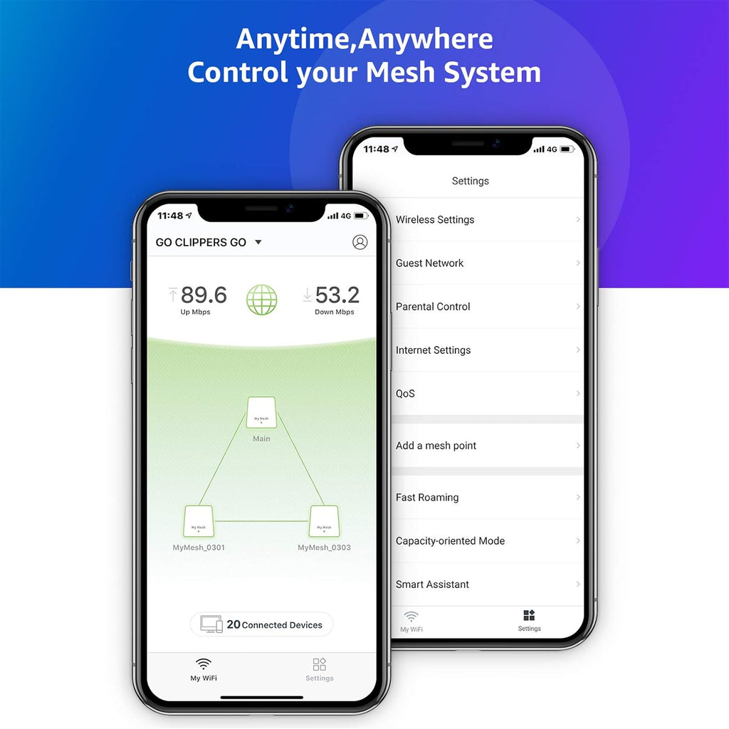 M1 Mesh WiFi System, Whole Home WiFi Performance, WiFi Router Replacement, Max Wireless Coverage 6+ Rooms, Easy to Setup, Parental Control (3 Pack)