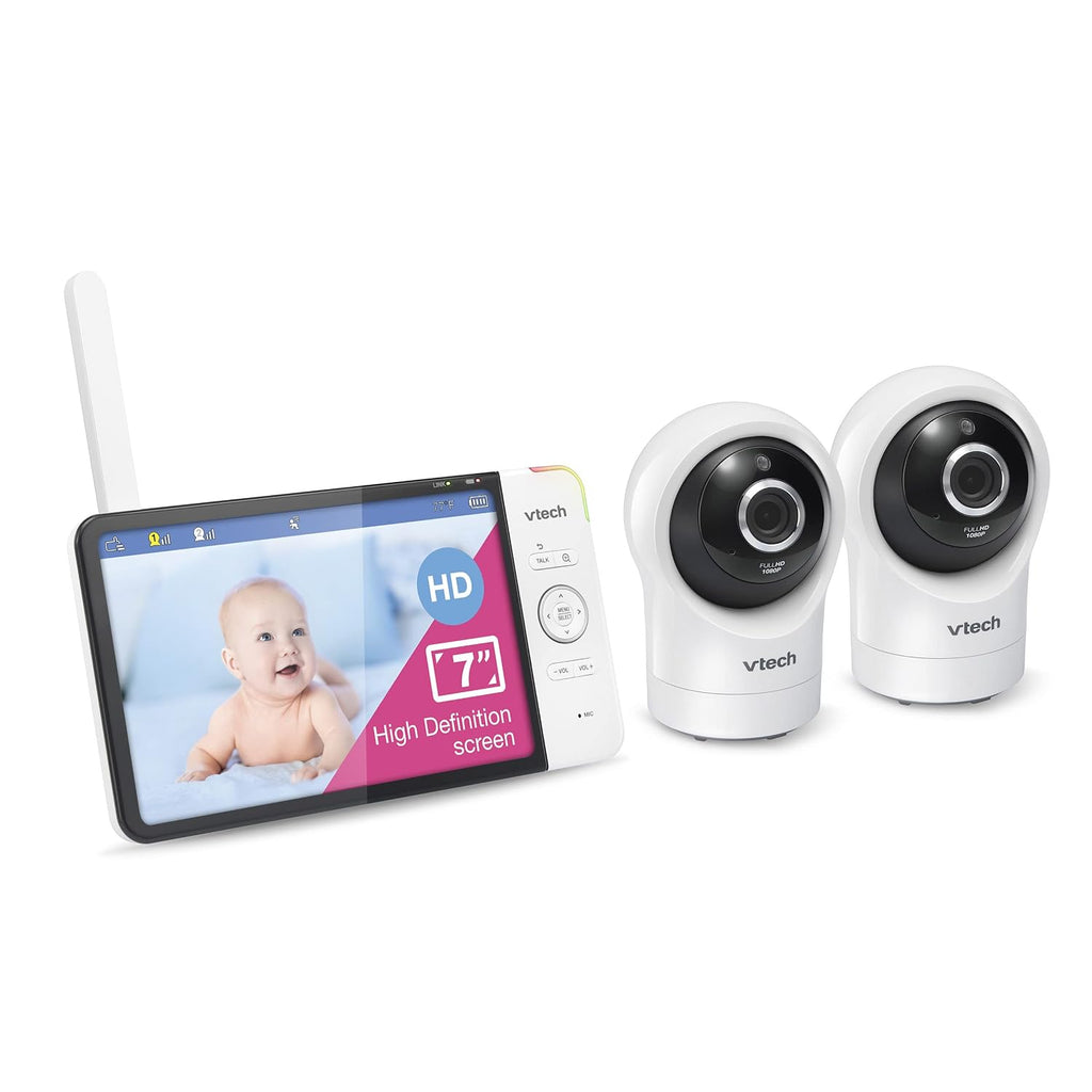 VTech RM7764-2HD Smart WiFi Baby Monitor with 2 Cameras, 1080p HD Video, 360° Pan & Tilt, 10x Zoom, 7' HD Parent Unit, Night Vision, Soothing Sounds, 2-Way Talk, Temperature & Motion Detection
