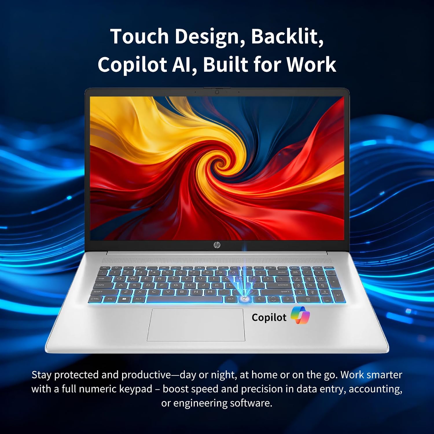HP 17 inch Touchscreen Laptop Computer, 32GB RAM, 1TB SSD, 17.3' HD+ Touch, Intel 10 Core i7 1355U, Backlit Keyboard, Copilot AI, Wi-Fi 6, Windows 11 Pro, Long Battery Life, Laptop for Business