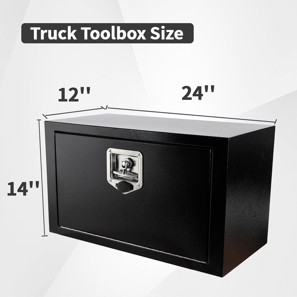 24 Inch Underbody Tool Boxes Set of 2,Underbody Truck Box w/T-Handle Latch and keys for Pickup Truck,Utility Tractor,RV,Waterproof Tool Chest For Storage & Organization-24 × 12 × 14 inch