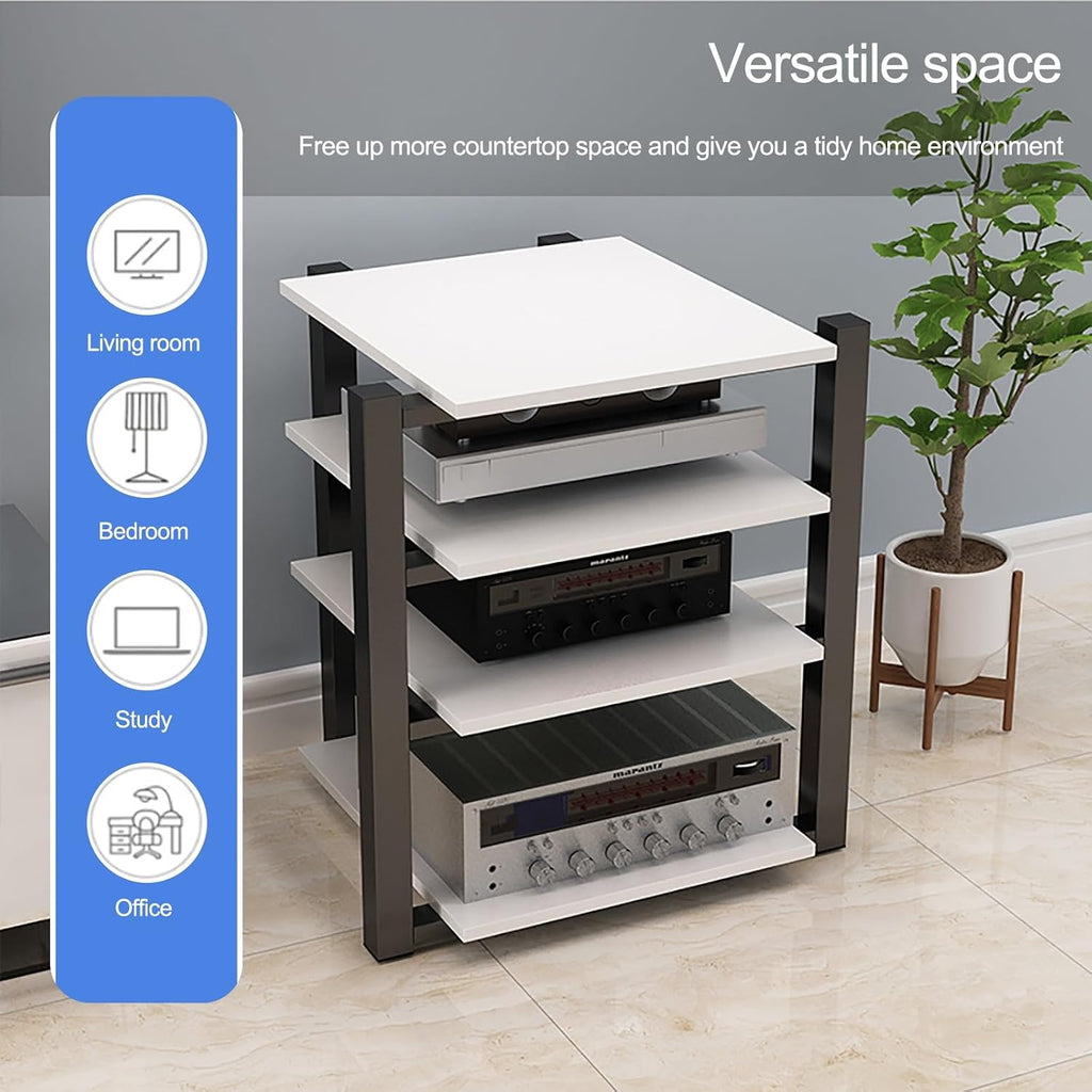 Audio Rack AV Media Stand Media Audio Tower Cabinet 2/3/4 Tier Audio Rack, for Entertainment Stereo Racks Component Storage and Collection Display(Black,65cm/25.6in)