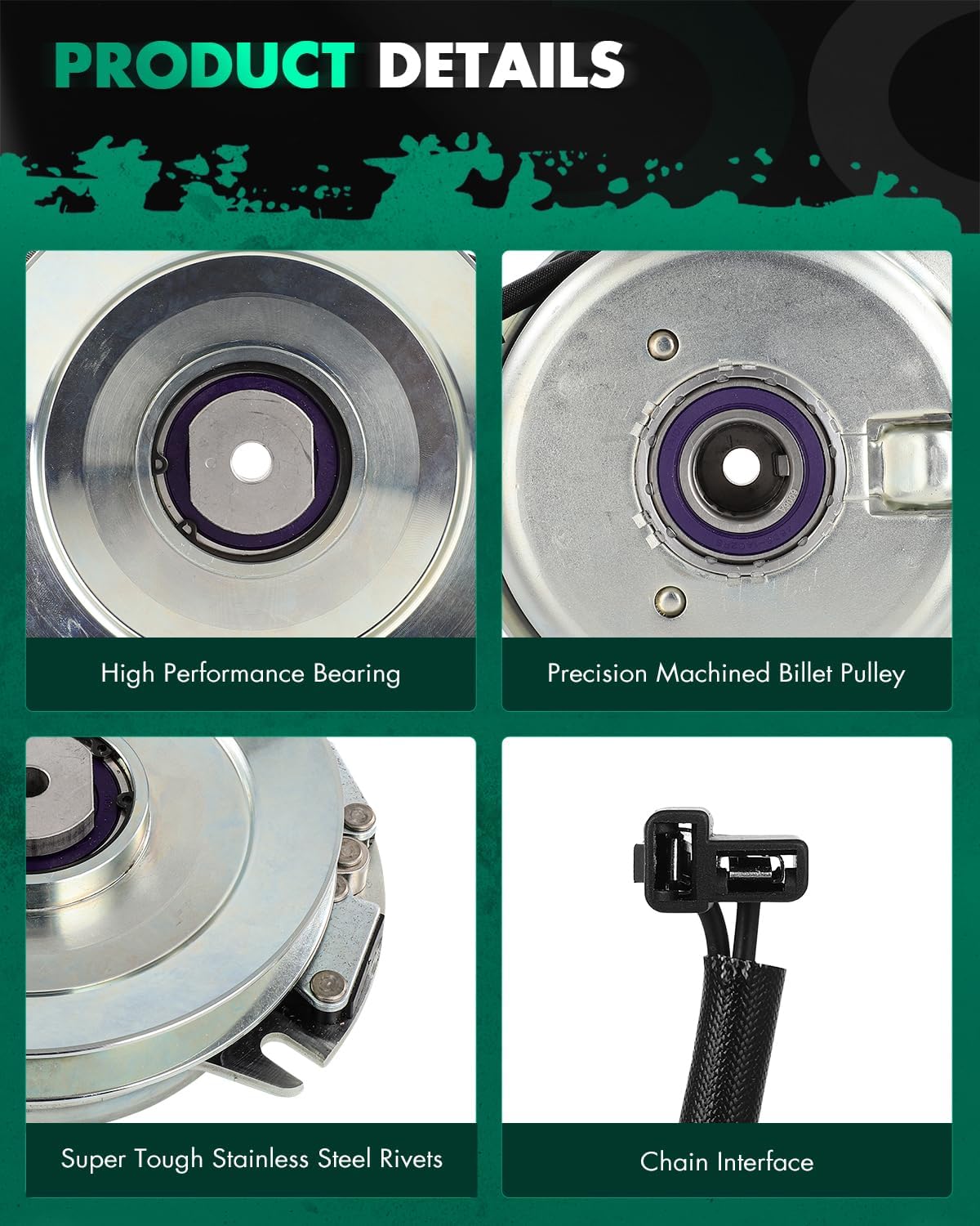 SCITOO Lawn Mower Clutch, PT0 Clutch Fits for Stens 255-207,for Toro 109-9282,for Encore/for Worldlawn 523434,for Rotary 11825,for Bolens/for Cub Cadet/for Sears Craftsman 717-04967