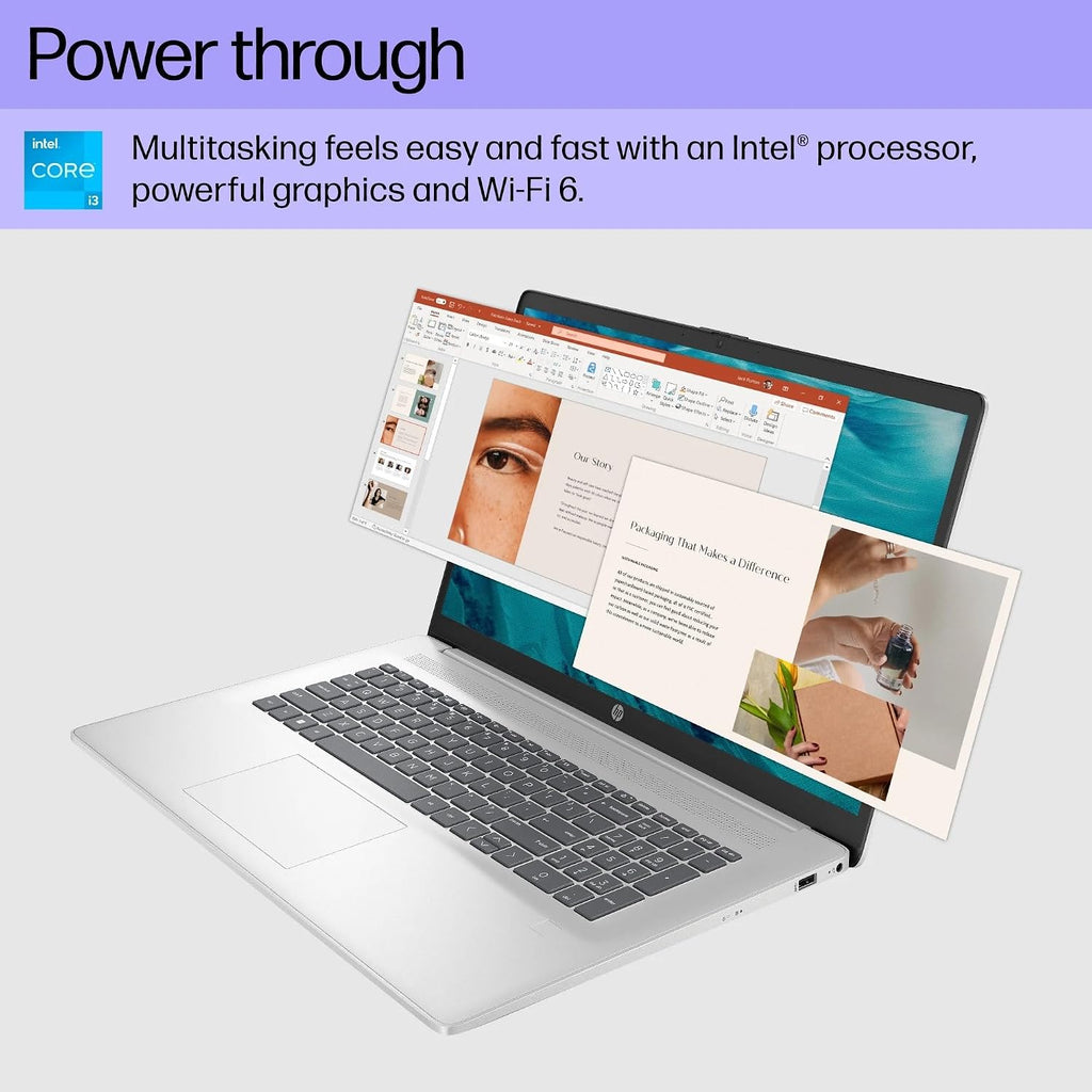 HP 17 Laptop with Free Microsoft Office 365 for Web, Intel Ultra Fast 8-Core CPU, 32GB RAM, 1TB SSD, Full HD Display, HDMI, USB-C, Wi-Fi, Bluetooth, Fingerprint Reader, Silver
