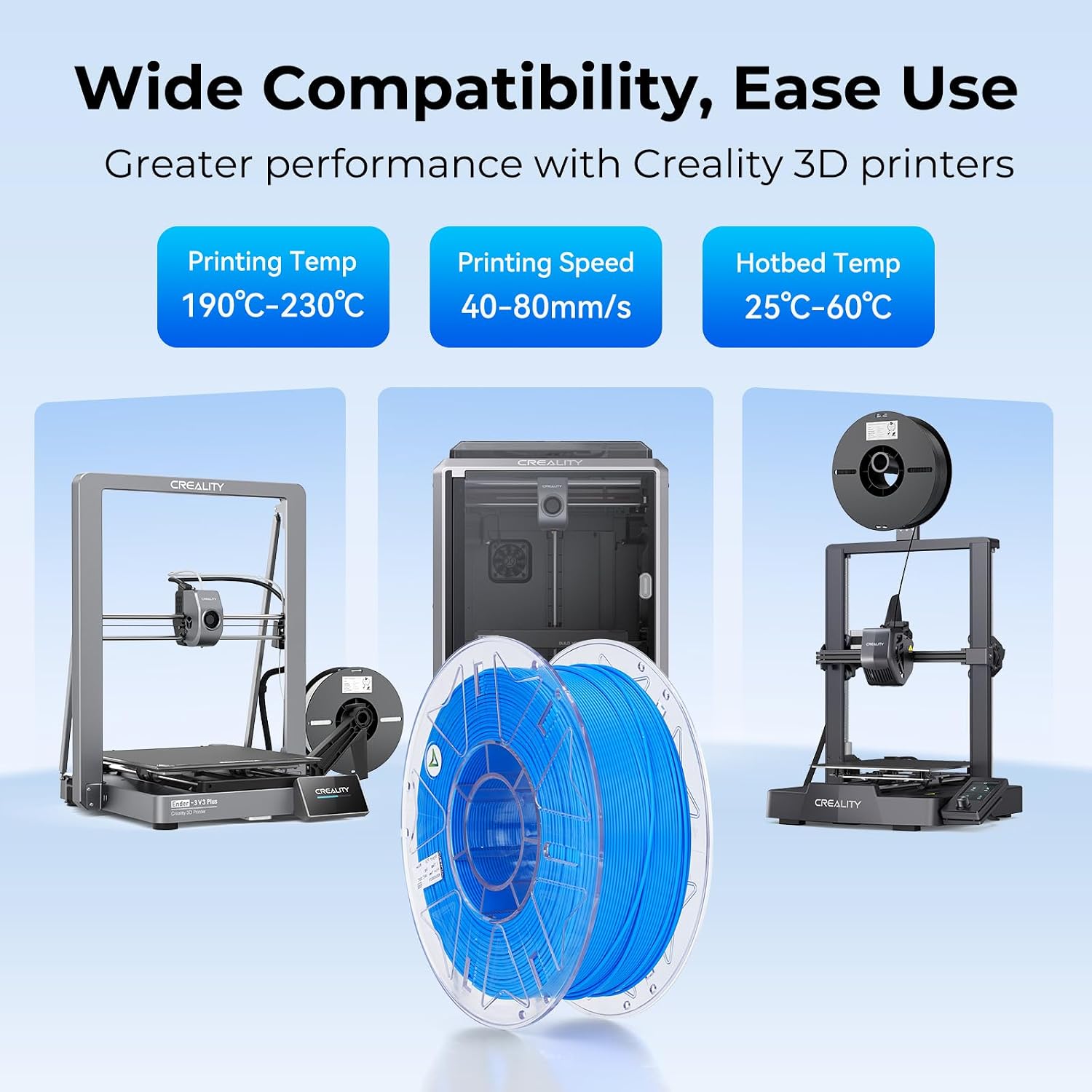 Creality Hyper PLA Filament Bundle 10KG, RFID 3D Printer Filament PLA 1.75mm for High Speed 30-600mm/s, Support CFS, Fits for Most 3D Printers (Black*5+White*5)