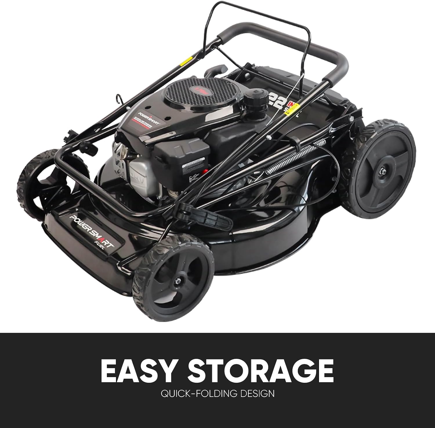 PowerSmart Self Propelled Gas Lawn Mower, 22 in. with 170cc OHV Engine, 3-in-1 Rear-Wheel Drive High Wheels, Black