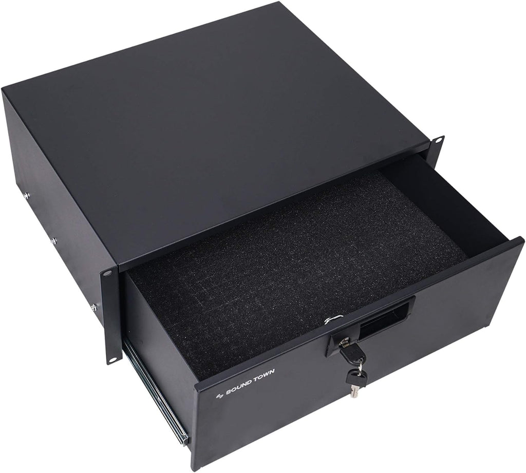 Sound Town 19-inch 4U Locking Rack Drawer, with Protection Foam (STRD-4D)