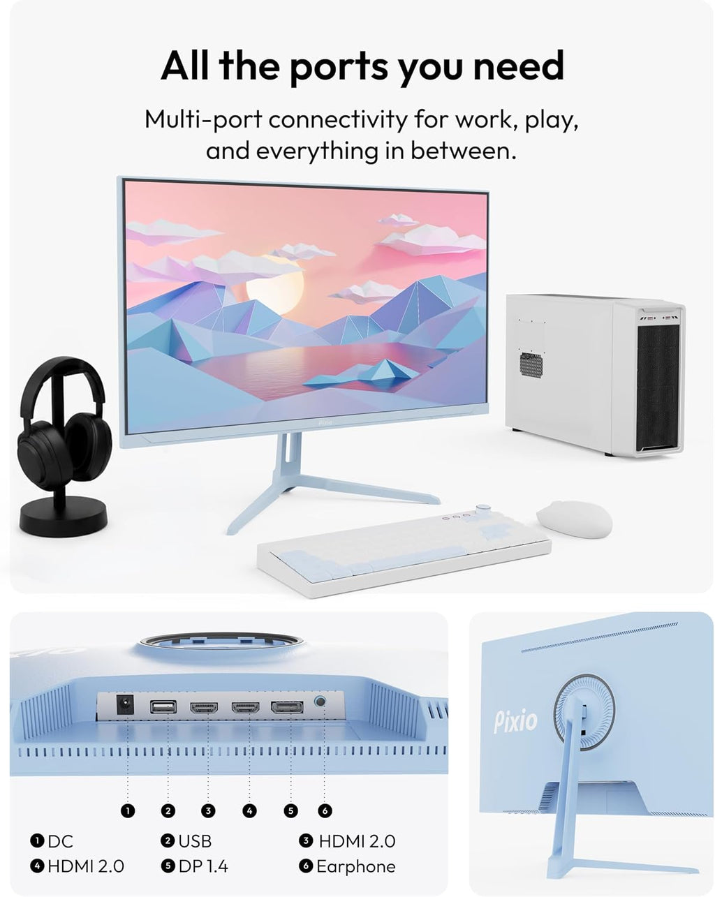 Pixio PX279 Wave Blue 27 inch 240Hz Refresh Rate FHD 1080p Resolution Fast IPS Panel 1ms GTG Response Time Gaming Monitor with Adaptive Sync