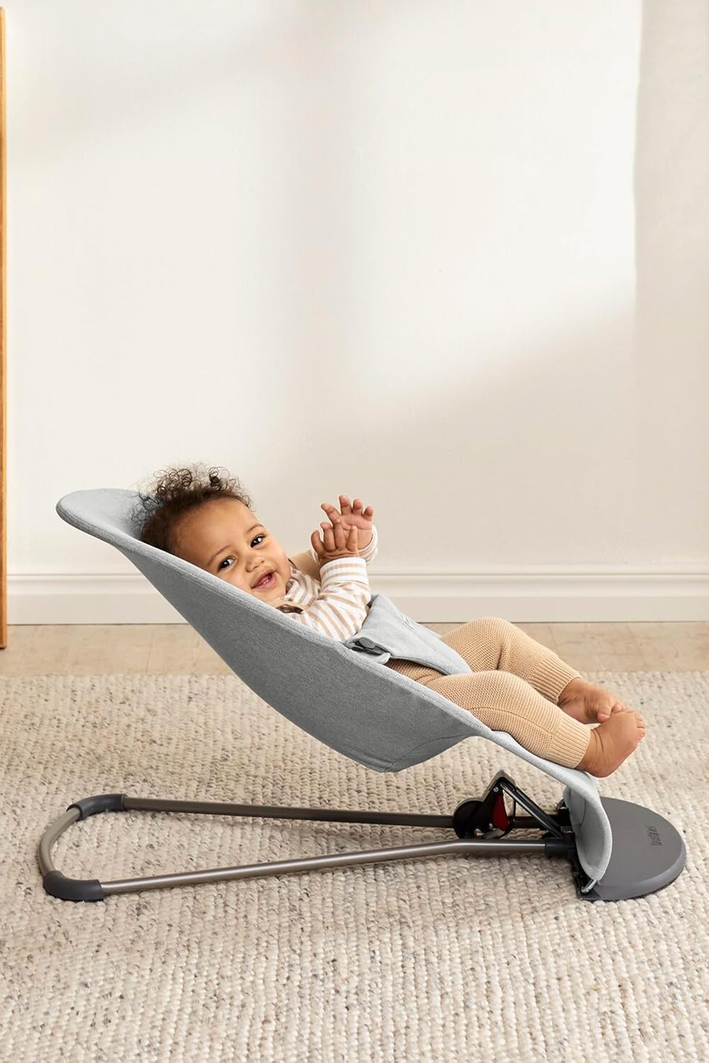 BabyBjörn Bouncer Bliss, Woven Mélange, Light Grey | 2-in-1 Adjustable Baby Bouncer Seat and Toddler Chair, Newborn to Toddler (8-29 lbs), 4 Positions, Lightweight & Portable
