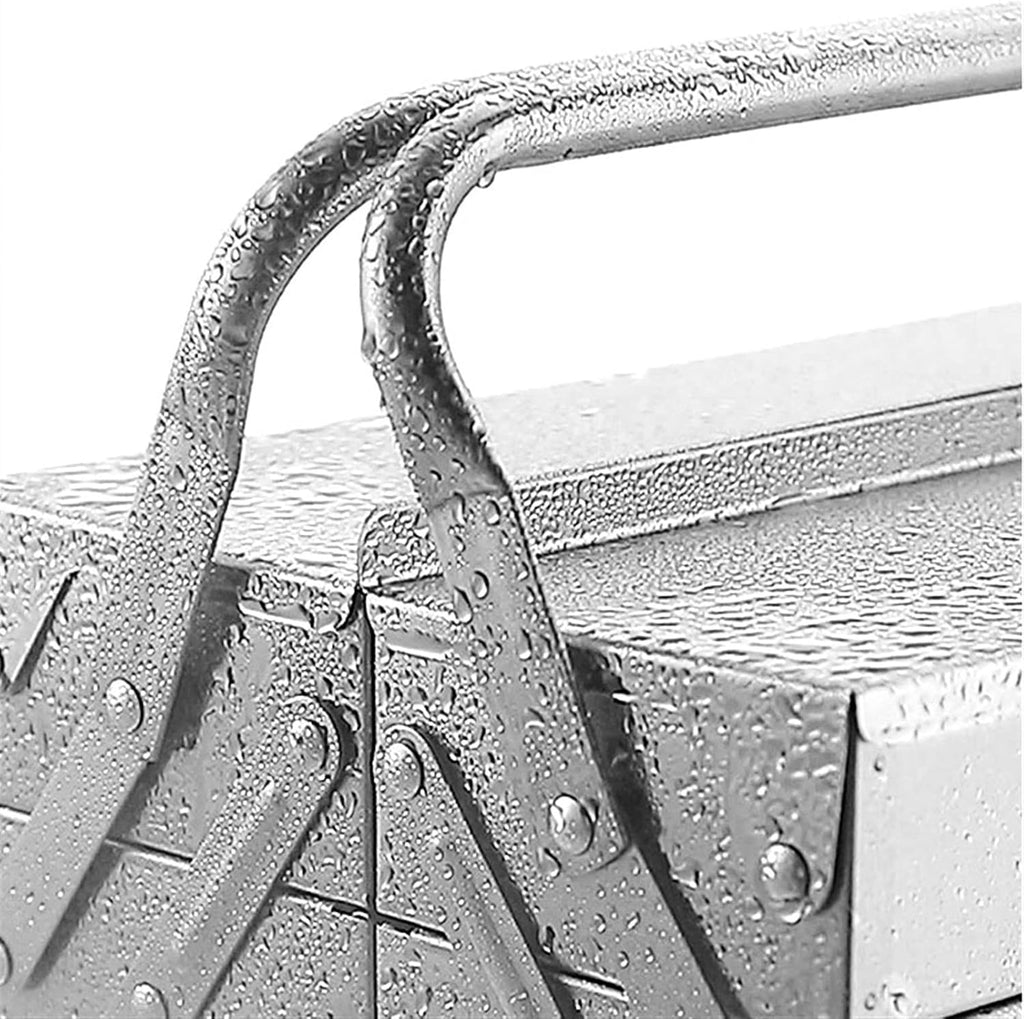 Portable Tool Box Portable 3 Tier Tool Box, Stainless Steel Storage Tool Box Organizer with Metal Lock, Heavy Duty Steel Tool Box Small Parts Box (Size : Medium)