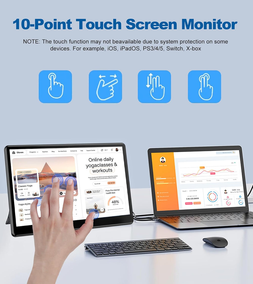 Industrial Touchscreen Monitor 13.3 inch, FHD 1920×1080 IPS Laptop Touch Monitor HDMI VGA Display Support VESA Mount Compatible with Laptops PC Mac (13.3 Inch)