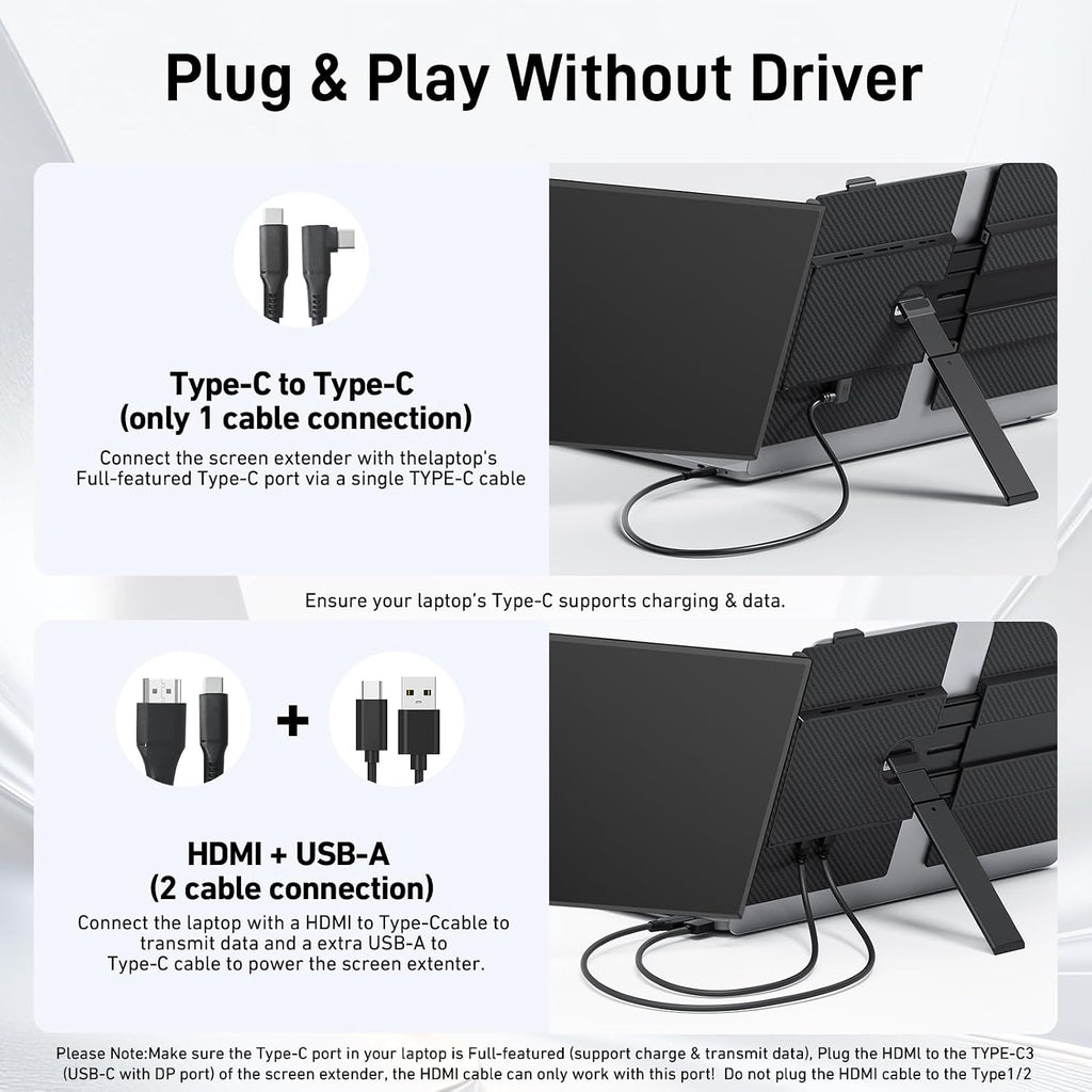 Vixtan Laptop Screen Extender, 15.3' FHD 1080P Portable Dual Monitor, Ultra-Thin 1.7lbs Plug & Play for 13'-17' Laptops