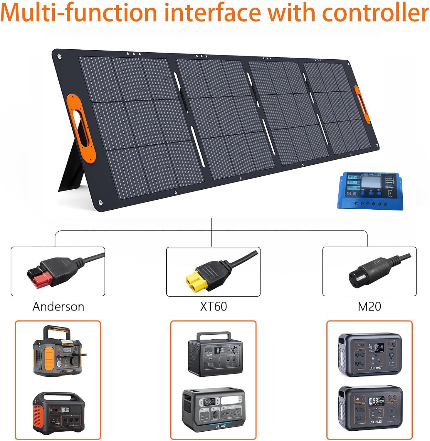 200W Solar Panel for Power Station Generator, 18V Portable Foldable Solar Cell Solar Charger, Solar Charger Charger for Outdoor Camping RV Hiking 100W