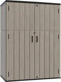 KINYING Outdoor Storage Shed,57 Cu.ft Vertical Outdoor Storage Cabinet Waterproof, Outdoor Resin Tool Shed for Patio Furniture, Garden Tools, Pool Accessories, Lawn Mower(Coffee Color)