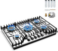 Gas Cooktop 30 inch with 5 Sealed Burners, Built-in Gas Stove Top Stainless Steel Propane Cooktop with Thermocouple Protection, NG/LPG Convertible