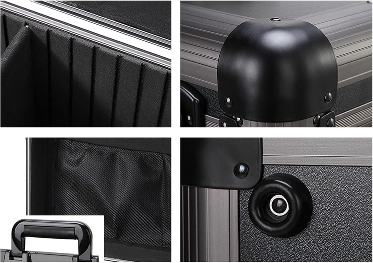 Toolbox Toolbox Versatile Portable Storage Solution Dent Resistant Security Double Key Lock Padded Dividers and Shoulder Strap Multi Use Metal Box Tool Box(Black)