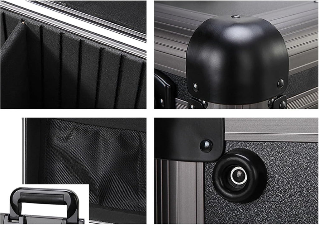 Toolbox Toolbox Versatile Portable Storage Solution Dent Resistant Security Double Key Lock Padded Dividers and Shoulder Strap Multi Use Metal Box Tool Box(Gris)