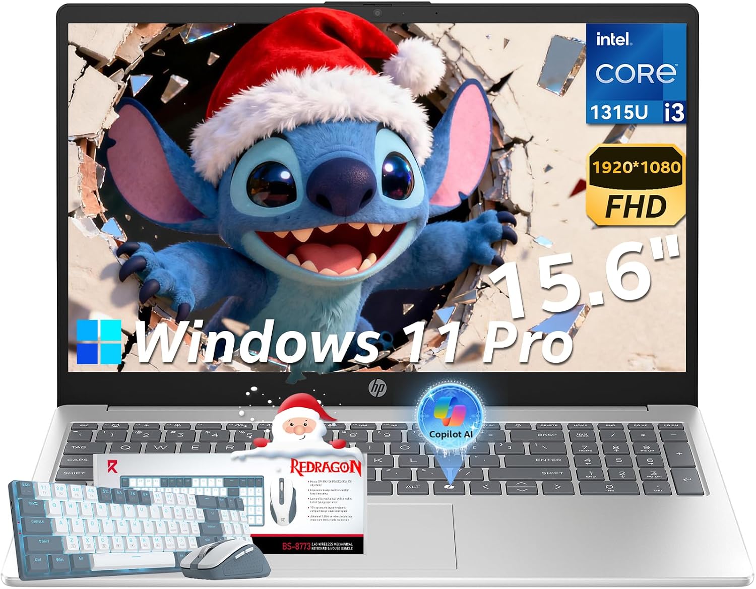 HP 2025 15.6' Touchscreen Laptop, 16GB RAM 1TB SSD Windows 11 Pro, 13th Gen Intel Core i3-1315U (Up to 4.5GHz), Wi-Fi 6, 15.6' LED, AI Copilot, Type-c with Patented KB Kit