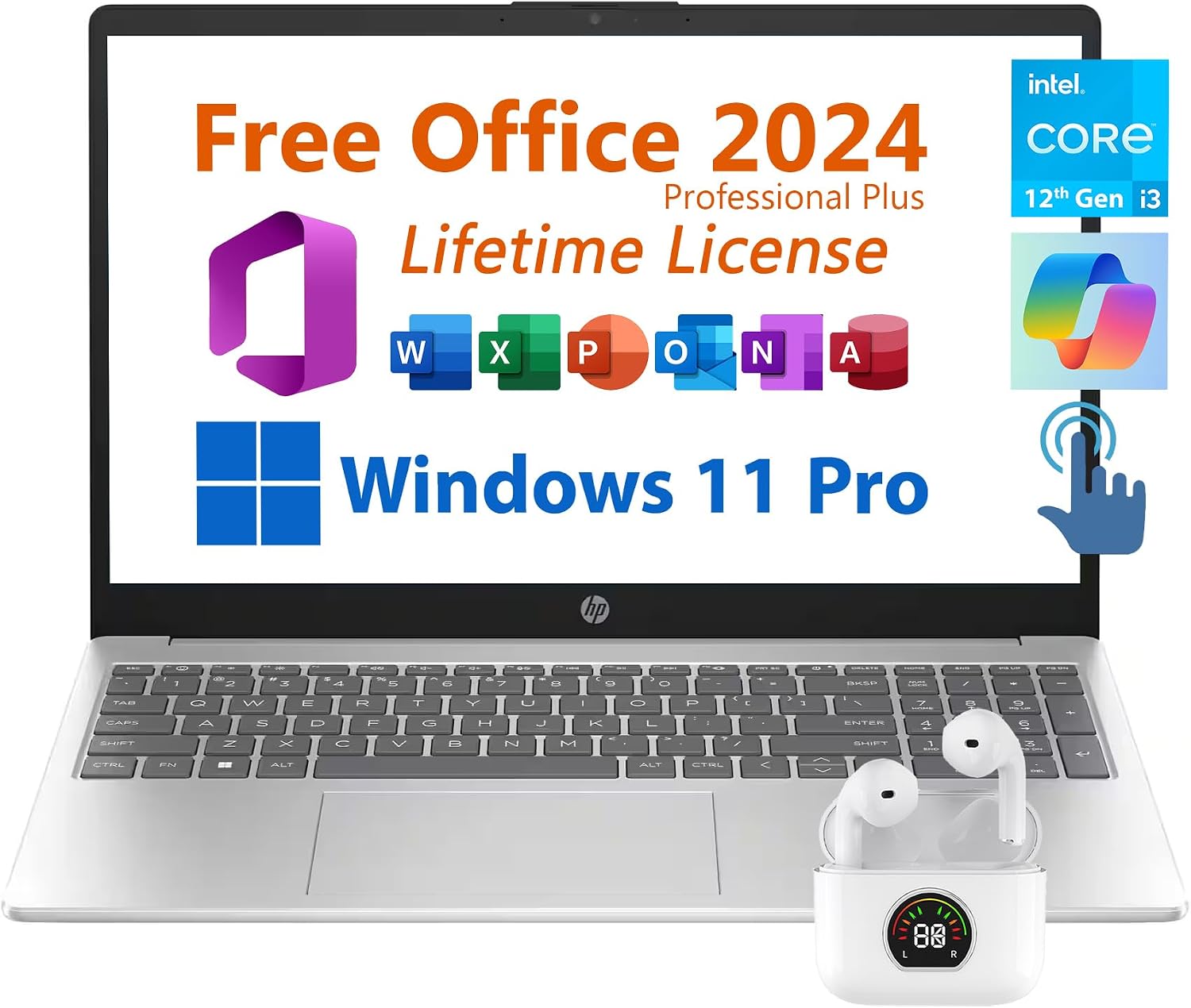 HP 15.6' Business Laptop, HD Touchscreen Display, Intel 6-Core i3-1215U 4.4 GHz, 16GB RAM, 1TB SSD, Long Battery Life, Windows 11 Pro (Renewed)