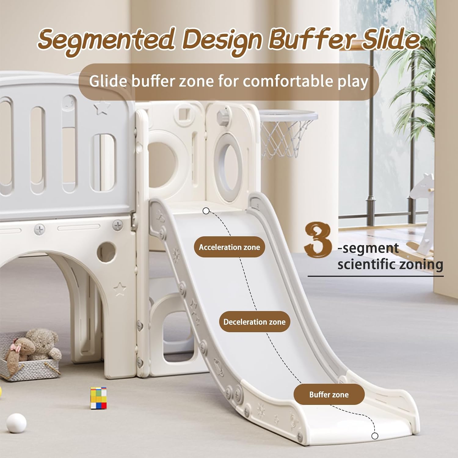 YUYUE 8 in 1 Toddler Slide,Kids Climber Slide with Storage Space and Non-Slip Steps,Indoor Outdoor Playset with Basketball Hoopa and Telescope,Slide for Toddlers 3+