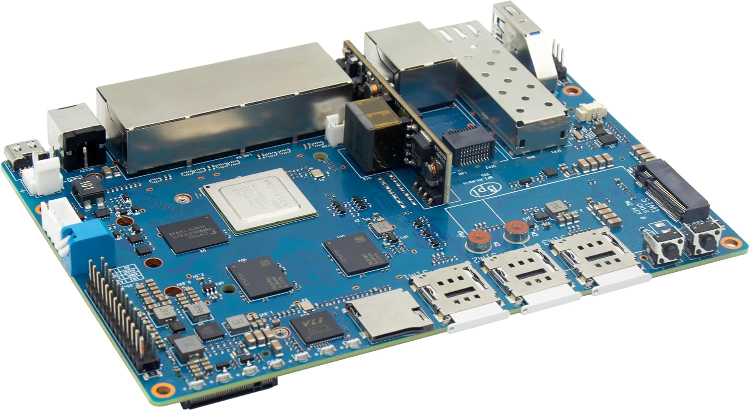 Banana Pi BPI-R4 WiFi 7 Wireless Dual-Band WiFi Router Board OpenWRT, with MediaTek MT7988A (Filogic 880) SoC, Support 2X 10GbE SFP and 4X GbE Gigabit Ethernet for NAS Smart Home Gateway (POE SET2)