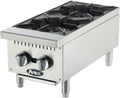Atosa Commercial Countertop Hotplate, 2-Burner, Cast Iron Grates, Natural Gas, 12' (ACHP-2-NG)