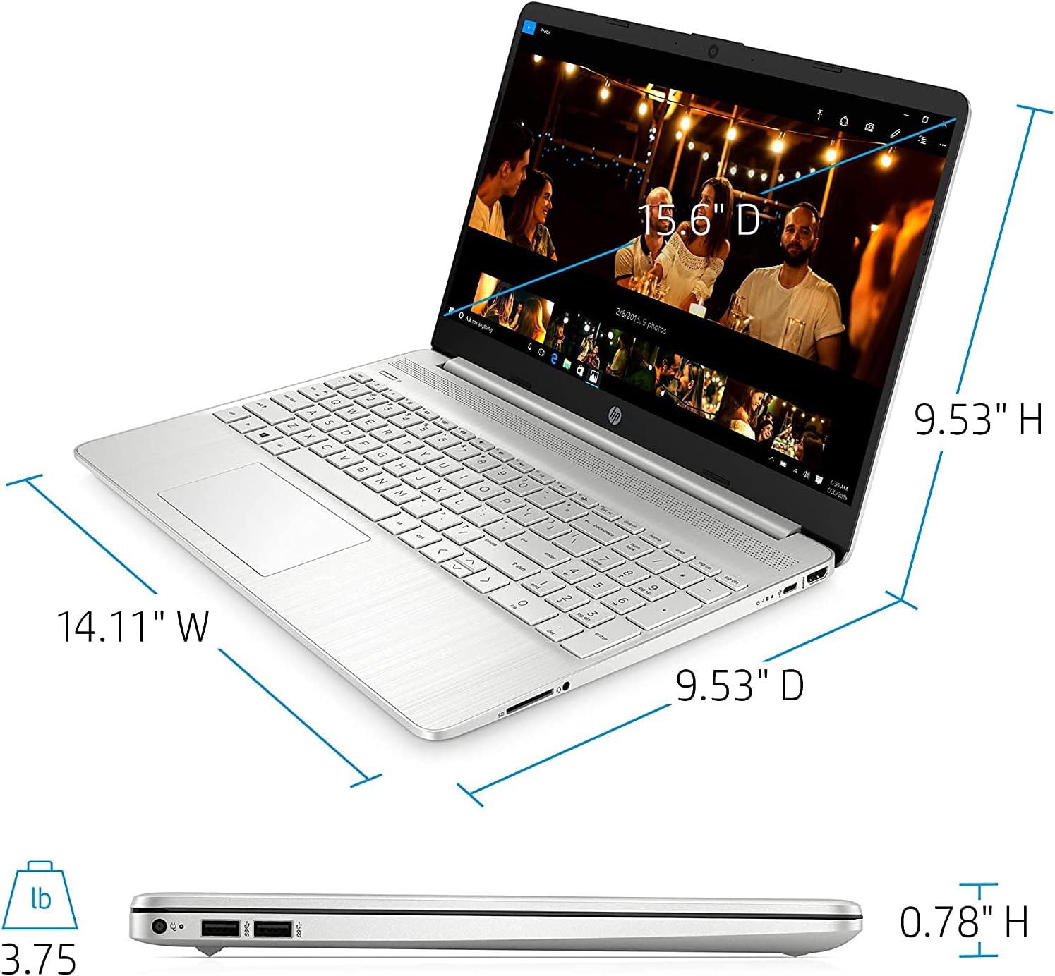 2021 HP 15.6' HD Laptop Computer, AMD Athlon Silver N3050U, 4GB RAM, 128GB SSD, HDMI, USB-C, WiFi, Webcam, Windows 10 S with Office 365 for 1 Year, cm. Accessories