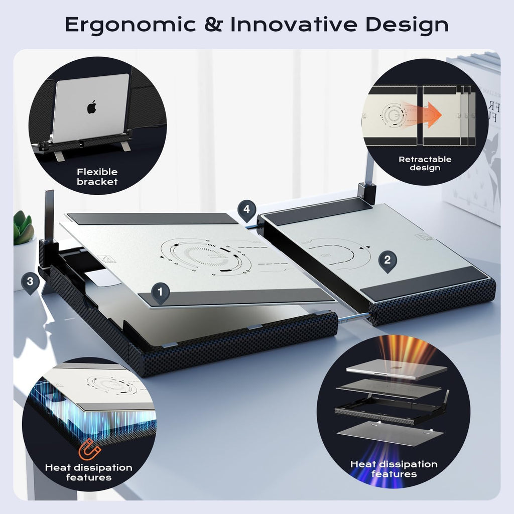 Laptop Screen Extender, 14' FHD 1080P Laptop Monitor Extender, Stretchable Base and Detachable Screen, Plug & Play, Triple Screen Extender Compatible with Windows, Mac, Chrome