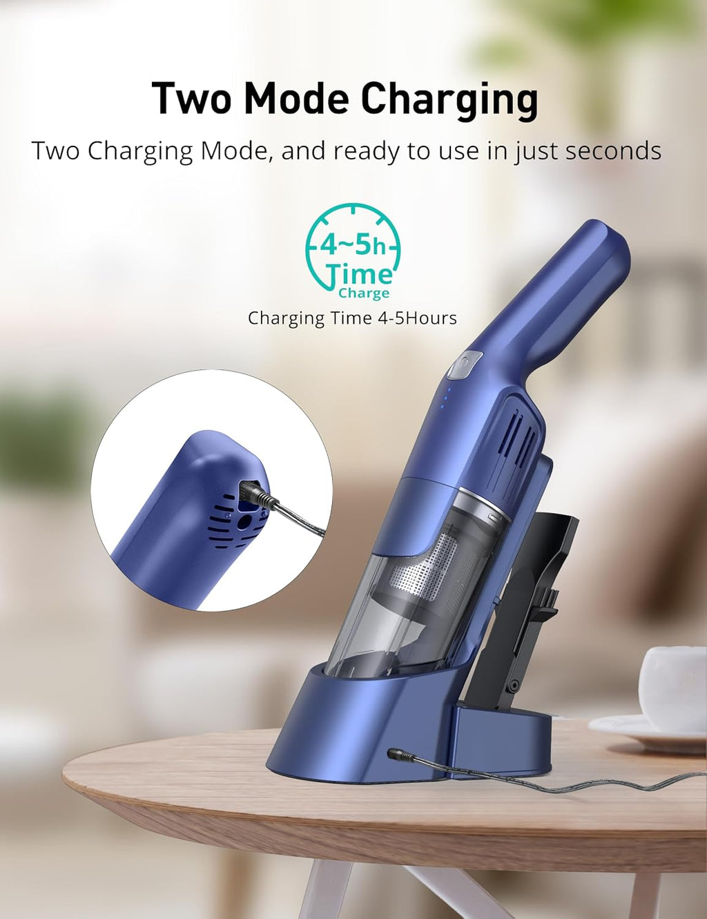 Handheld Vacuum Cordless, 24KPA Powerful Car Vacuum, Rechargeable, Charging Dock, Ergonomic Handle, 2-in-1 Crevice Tool, 1.8lb Portable Vacuum Cleaner with 2-Speed for Car, Home