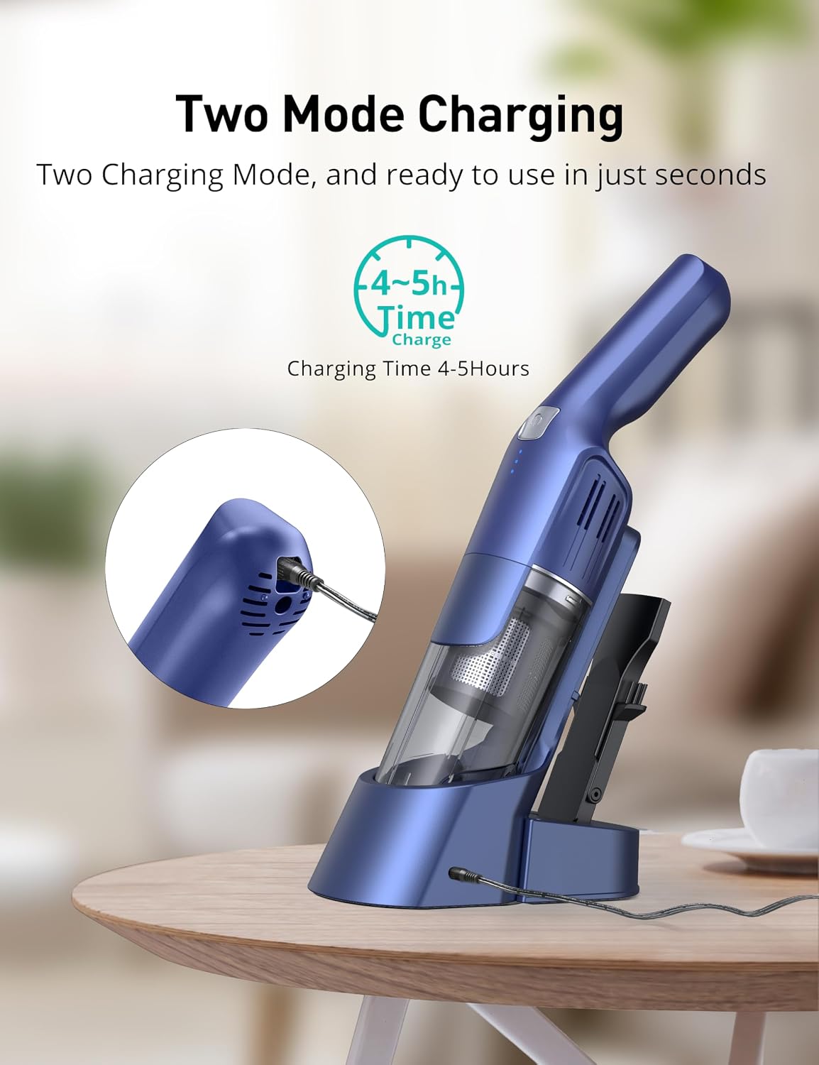 Handheld Vacuum Cordless, 24KPA Powerful Car Vacuum, Rechargeable, Charging Dock, Ergonomic Handle, 2-in-1 Crevice Tool, 1.8lb Portable Vacuum Cleaner with 2-Speed for Car, Home