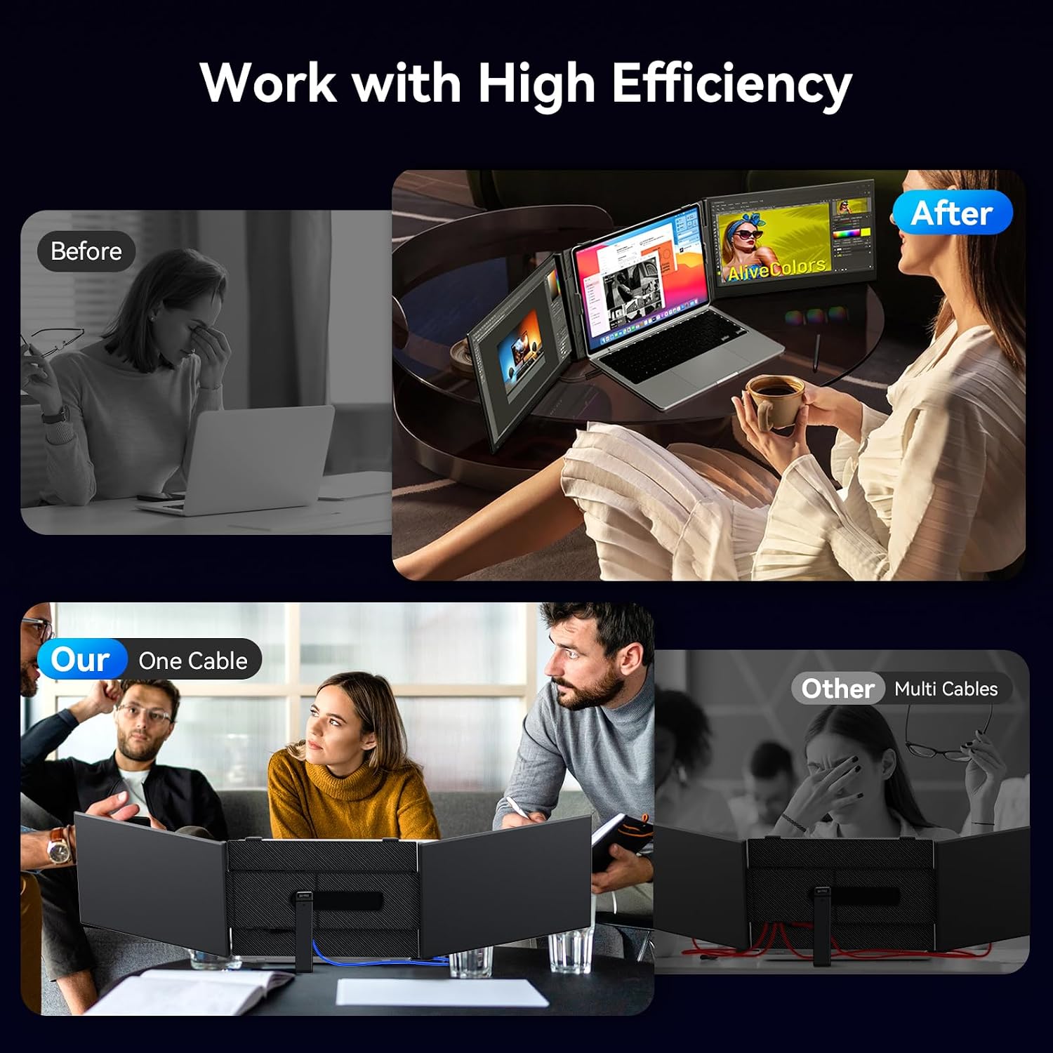 15.3' Laptop Screen Extender Portable, One Cable Connection Double Laptop Monitor FHD 1080P IPS, Ultra Thin Dual Monitor for 13-17' Laptops, Plug&Play Compatiable with Win/Mac/Chrome/Android/Switch