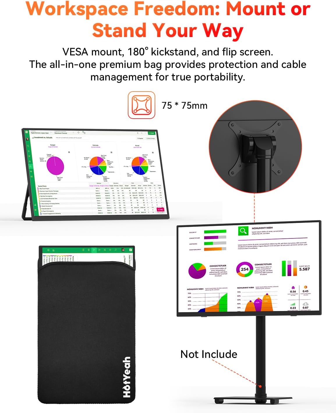 15.6' Wireless Portable Monitor Battery-Powered, Support AirPlay Miracast, 1080P IPS Monitor USB-C HDMI External Display, 2nd Screen for Laptop MacBook PC Phone Tablet, w/Built-in Battery(4- 5H)