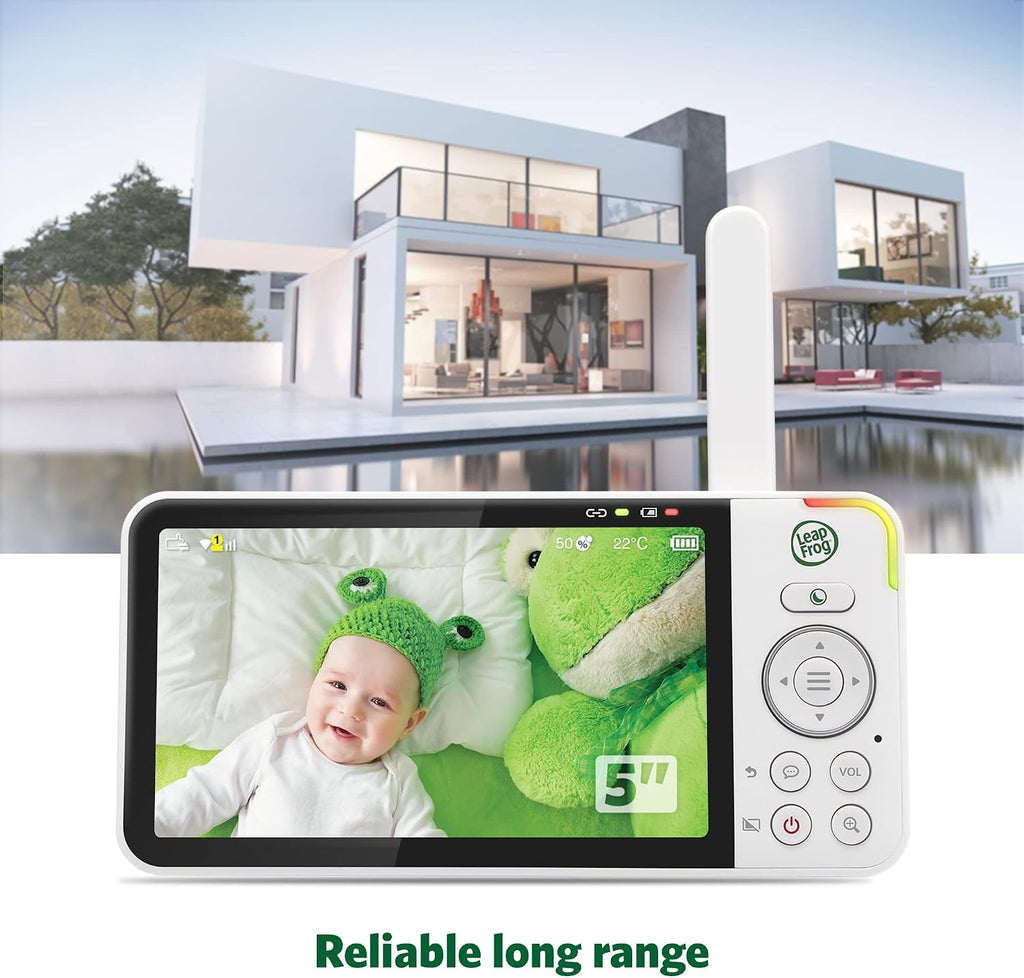 LeapFrog LF925HD Baby Monitor with Camera and Audio,1080p WiFi Remote Access Baby Monitor, 360° Pan & Tilt Camera, 8X Zoom, 5' 720p HD Display, Color Night Light &Vision, Two-Way Talk