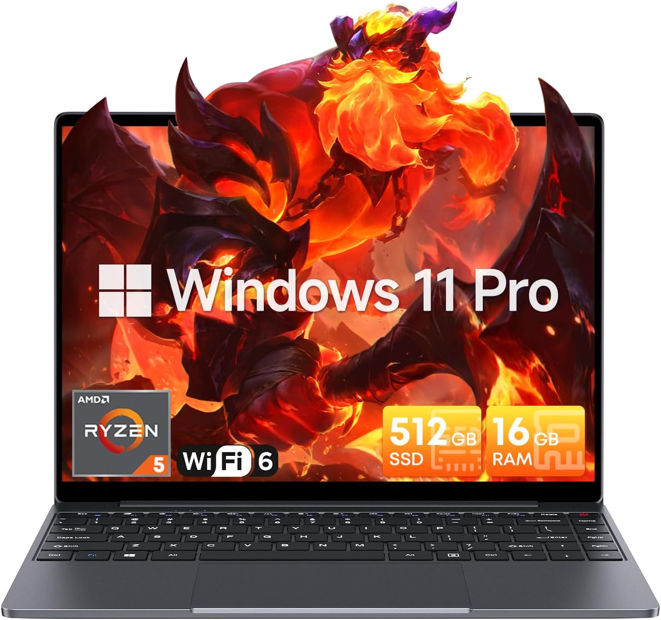 CHUWI Gaming Laptop, AMD Ryzen 5 (Beat i7-1355U), 16GB RAM 512GB SSD, Windows 11 Pro Laptop with Office, 14 Inch IPS 2160 * 1440 Display, Backlit Keyboard, WiFi 6, BT 5.2, HDMI