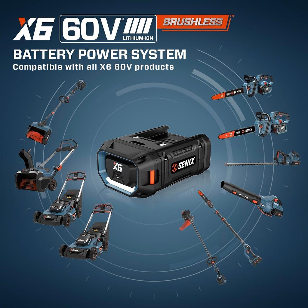 SENIX 60 Volt Max 3 Ah Lithium-ion Battery 60 Volt Max Cordless Lawn and Garden Tools, Fade-Free, Battery Indicator Lights (B30X6)