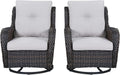 Rilyson Wicker Rocking Chair Swivel Chairs - 2 Piece Rocker Patio Chairs Set Rattan Rocking Chair for Outdoor Porch Deck Garden Backyard (Brown/Beige)