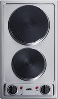 Summit 12' 2 Burner Electric Cooktop. 115 Volt Solid Disk Cooktop, ADA compliant, Stainless Steel, Cast Iron- CSD2B115