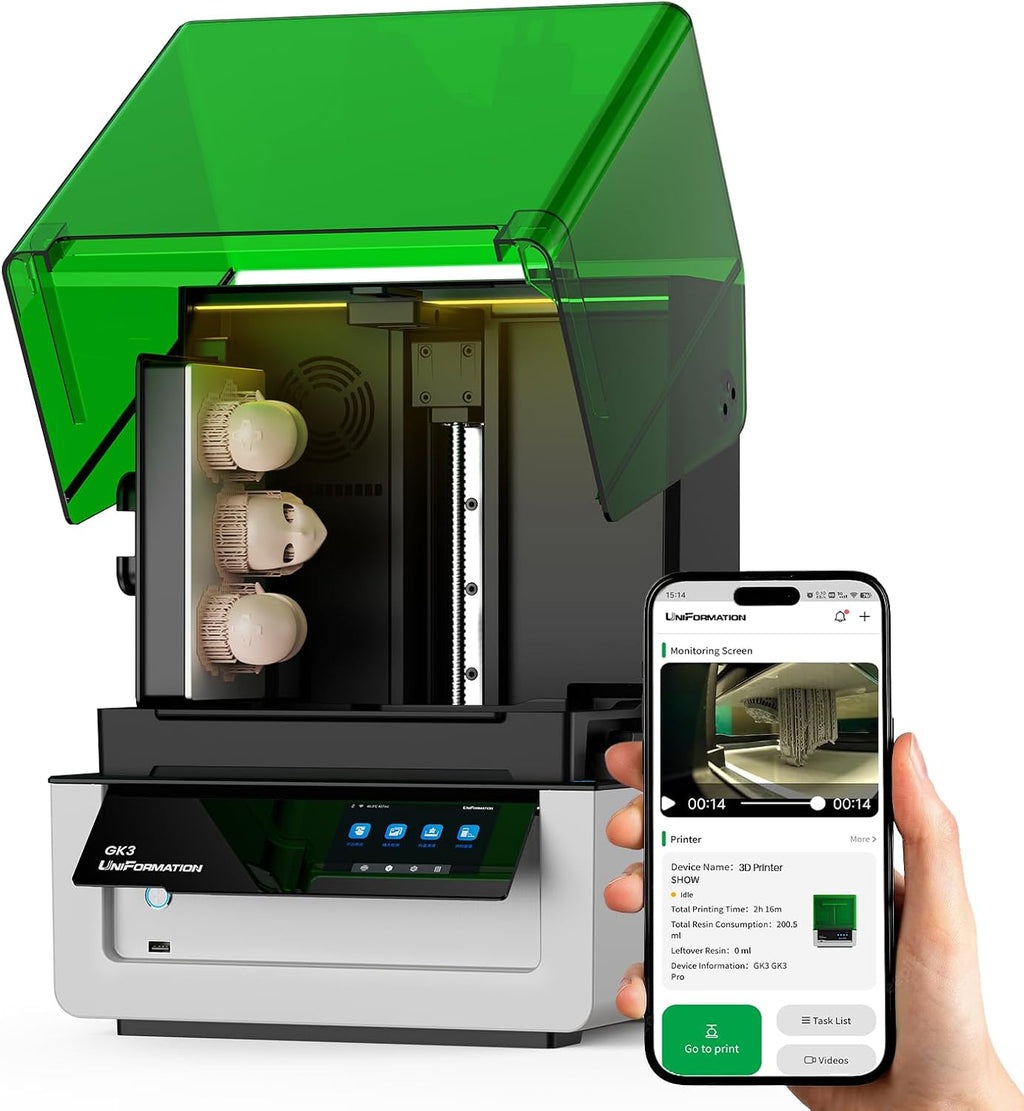 Uniformation 16K Resin 3D Printer, Stable Printing for Smart Auto Heating & Auto Feed System & APP Control Ideal for Detailed Models,Model:GK3 (T)