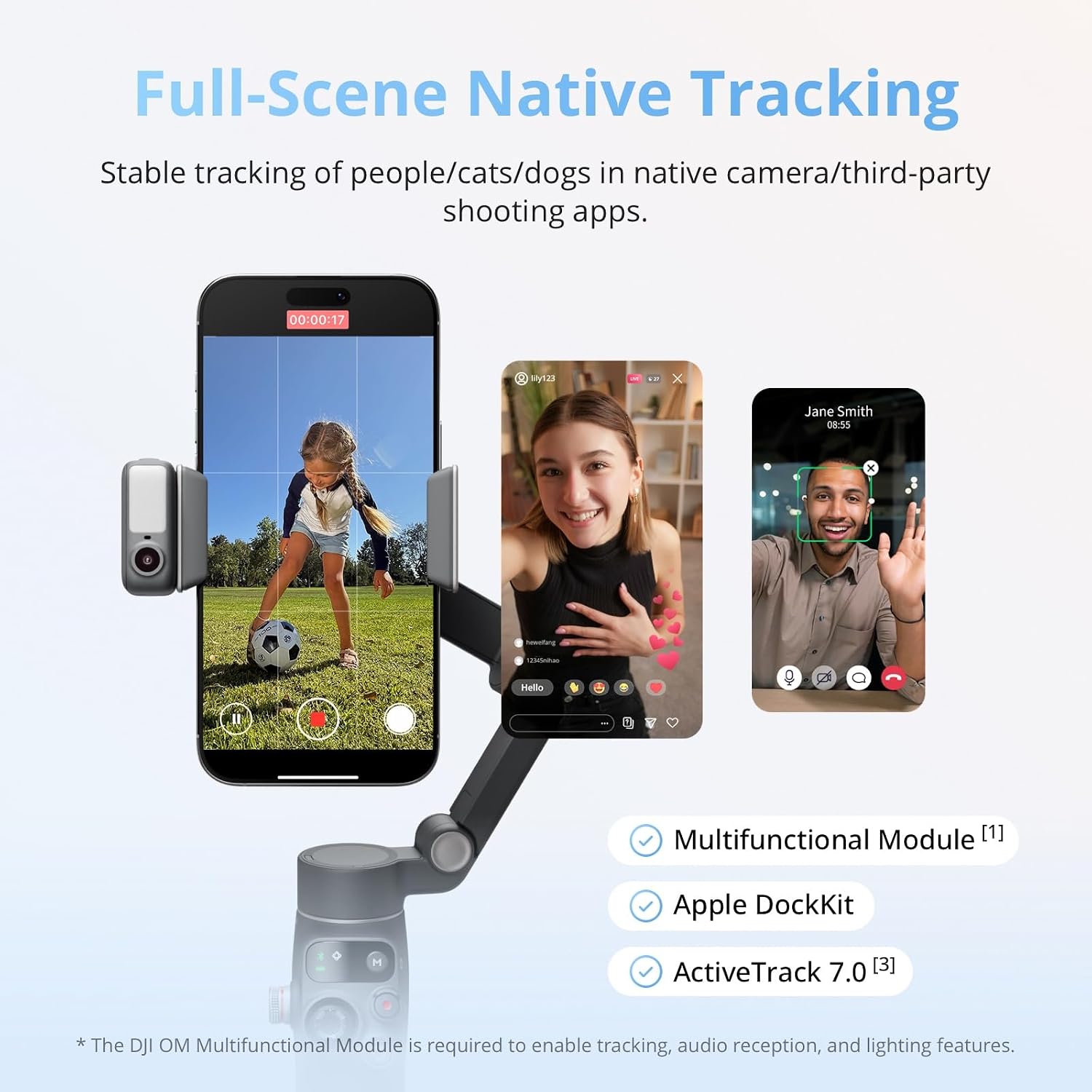 DJI Osmo Mobile 8 Standard Combo, Gimbal Stabilizer for Phone, AI Native Tracking, 360° Pan Rotation, Built-in Extension Rod & Tripod, 10h Battery, Extension Rod, Robust 3-Axis Stabilization